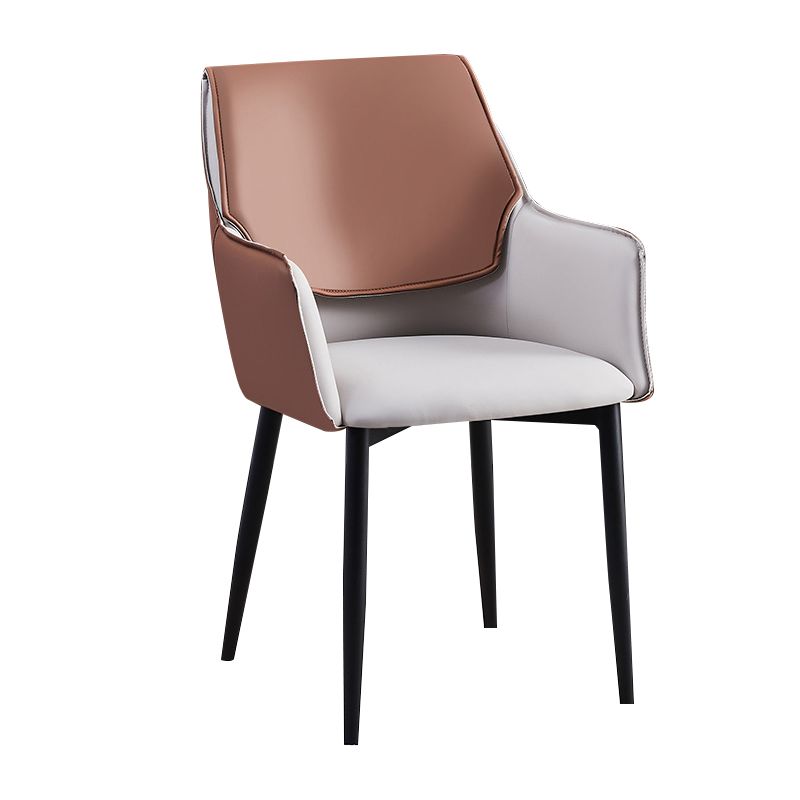 Contemporary Arm Chair Matte Finish Leather Curved Parsons Chair for Dining Room Clearhalo ' kitchen&dining_furn' 'Dining Chairs' 'Dining Tables & Seating' 'dining_chair' 'Furniture' 'furniture_dining_chair' 'Kitchen & Dining Furniture' 'kitchen' 1200x1200_d41cb941-669d-4546-9c9d-ecfd52be85c4