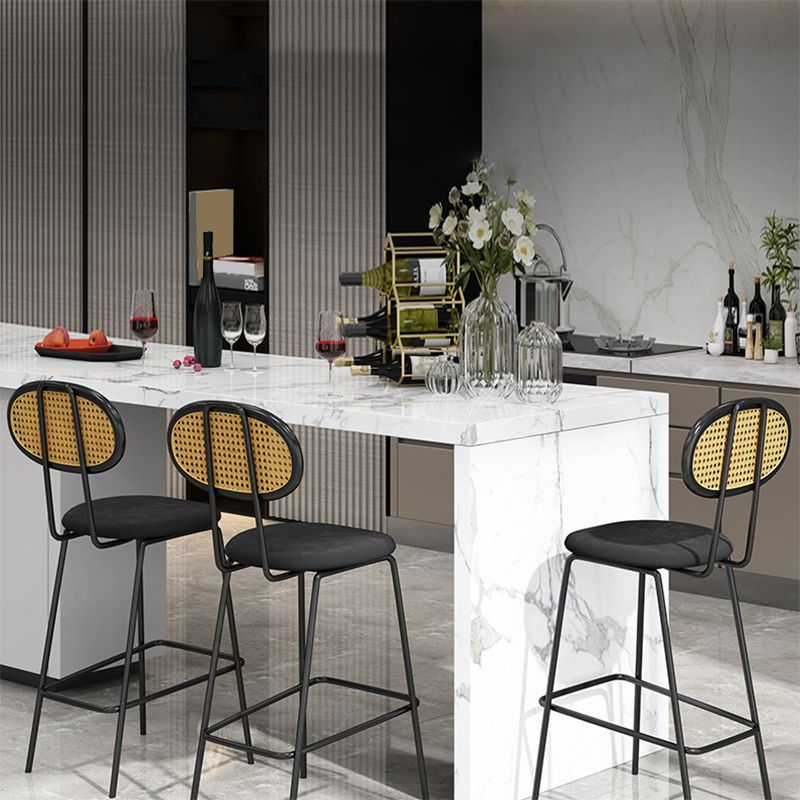 Nordic Rattan Low Back Barstool Simple Indoor Tall Stool with Upholstered Clearhalo 'Bar Furniture' 'Bar Stools' 'bar_stools' 'furn' 'furn_bar_stools' 'furniture_bar_stools' 'Kitchen & Dining Furniture' 'kitchen&dining_furn' 'kitchen' 'kitchen_furn' Furniture' 1200x1200_d41dceb1-9cb9-4d2b-b5ca-9571e911bbc3