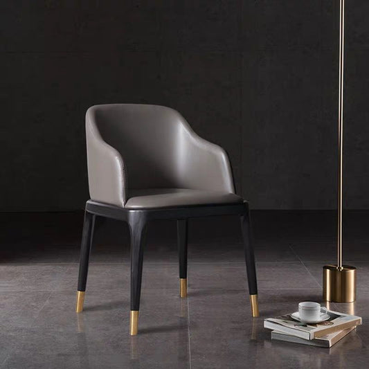 Faux Leather Upholstered Dining Chairs Industrial Solid Back Chair