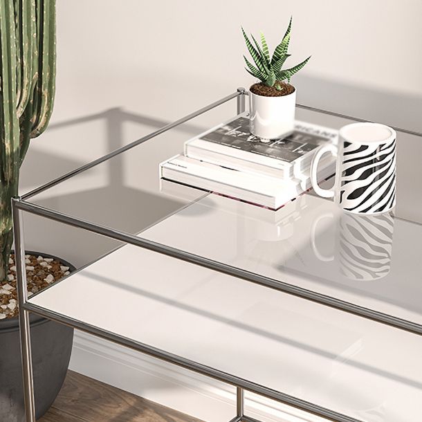 Scrivania rettangolare di vetro scrivania moderna in stile con archiviazione