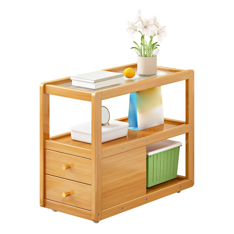 Table de chevet en bois et en verre table de nuit minimaliste moderne avec roulettes