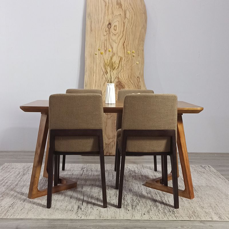 Modern Solid Wood Brown Dining Table Rectangle Shape Dining Table with Double Pedestal Bases Clearhalo ' dining_table' 'Dining Tables & Seating' 'Dining Tables' 'furn' 'furn_dining_table' 'Furniture' 'furniture_dining_table' 'Kitchen & Dining Furniture' 'kitchen&dining_furn' 'kitchen' 'kitchen_dining_table' 1200x1200_d423cfcb-fb80-4ef9-9177-e42cf18c457b