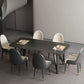 Mesa de comedor rectangular 4 Mesa de comedor de piernas en marco negro para cocina