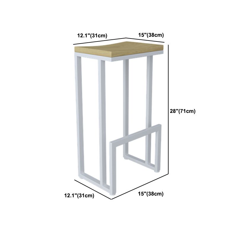 Moderne armloze backless aanrechtkruk IJzeren keukenbalk met houten stoel