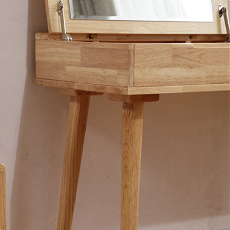 Nordic Flip-Top Vanity Dressing Table Set with Stool 1-Drawer Wood Vanity Table Clearhalo 'Bedroom Furniture' 'furn' 'furn_makeup_vanities' 'Furniture' 'Makeup Vanities' 'makeup_vanities' 1200x1200_d42566f4-9b5f-42ad-bade-a5251a42f888