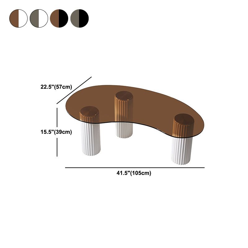 Free Form Glass Top Coffee Table with 3 Steel Legs Single Coffee Table Clearhalo 'Coffee & Accent Tables' 'Coffee Tables' 'coffee_tables' 'furn' 'furn_coffee_tables' 'Furniture' 'Living Room Furniture' 1200x1200_d425ff62-5363-45f8-8cf9-4d2d3ca6e74d