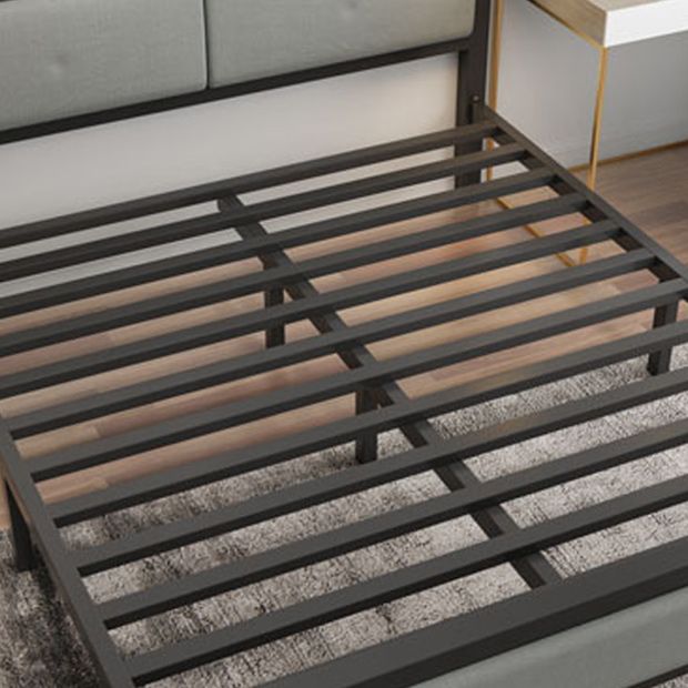 Contemporary Low Profile Panel Bed Upholstered Standard Bed in Black