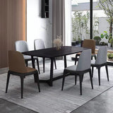 Industrial Style Dining Site Table Rectangle Stone Table with Trestle Base Clearhalo ' dining_table' 'Dining Tables & Seating' 'Dining Tables' 'furn' 'furn_dining_table' 'Furniture' 'furniture_dining_table' 'Kitchen & Dining Furniture' 'kitchen&dining_furn' 'kitchen' 'kitchen_dining_table' 1200x1200_d42d9ff6-6e4b-4f50-8900-c2b98a7f2e50