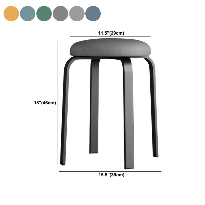 Footstool Ottoman Upholstered Metal Frame Fabric Modern Solid Round Ottoman Clearhalo 'furn' 'furn_ottomans_poufs' 'Furniture' 'Living Room Furniture' 'Ottomans & Poufs' 'ottomans_poufs' 1200x1200_d42deaee-557e-47c4-a74d-a5a67218321b