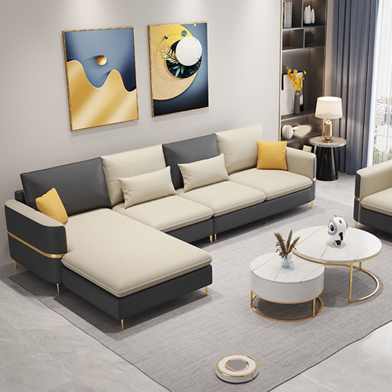 106.3 "W X 62.3" D X 35.4 "divano a braccio quadrato H, divano posteriore in pelle in finto sciolto