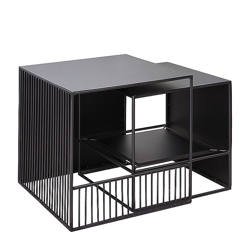 Ensemble de Table basse gigogne carrée, cadre en métal, Table de Cocktail basse avec étagère