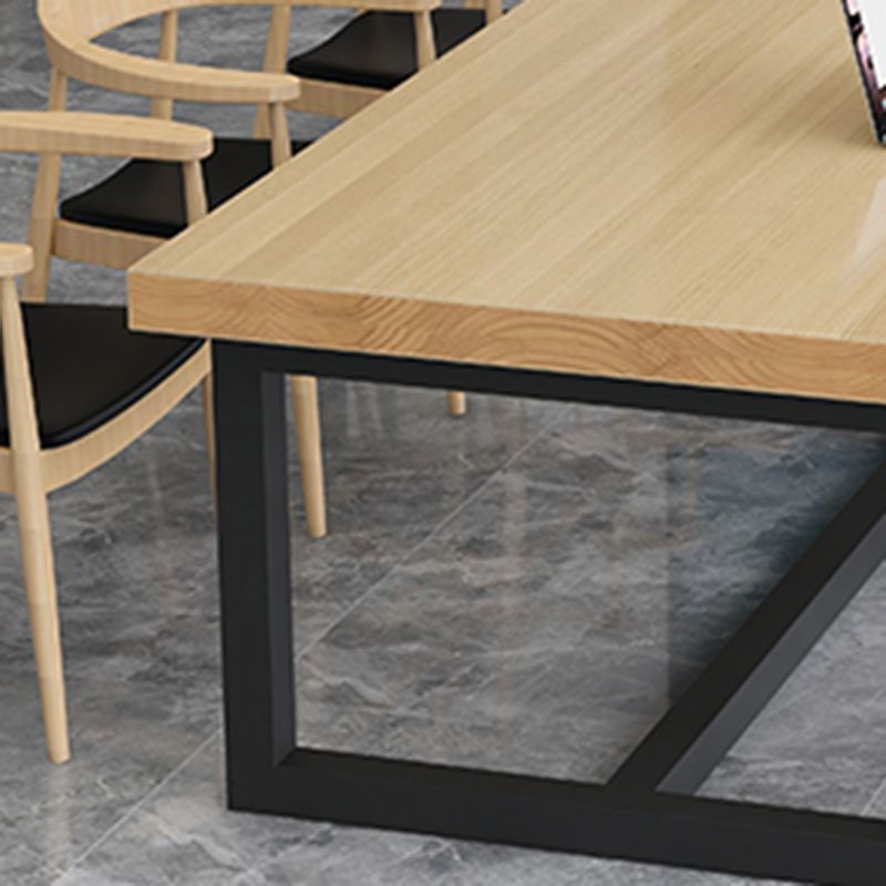 Rectangle Meeting Table Industrial Office Desk with Trestle Base Clearhalo 'furn' 'furn_office_desk' 'Furniture' 'furniture_office_desk' 'Office Desks' 'Office Furniture' 'office_desk' 1200x1200_d43284a9-f20d-486b-a7f2-4fff4c344643