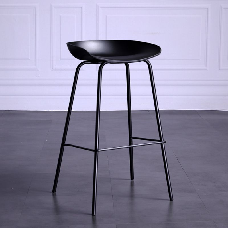 Contemporary Armless Low Backrest Counter Stool Iron Bar Stool with Footrest Clearhalo 'Bar Furniture' 'Bar Stools' 'bar_stools' 'furn' 'furn_bar_stools' 'Furniture' 'Kitchen & Dining Furniture' 1200x1200_d43517b7-7419-4392-98d5-24a810ae3ad0