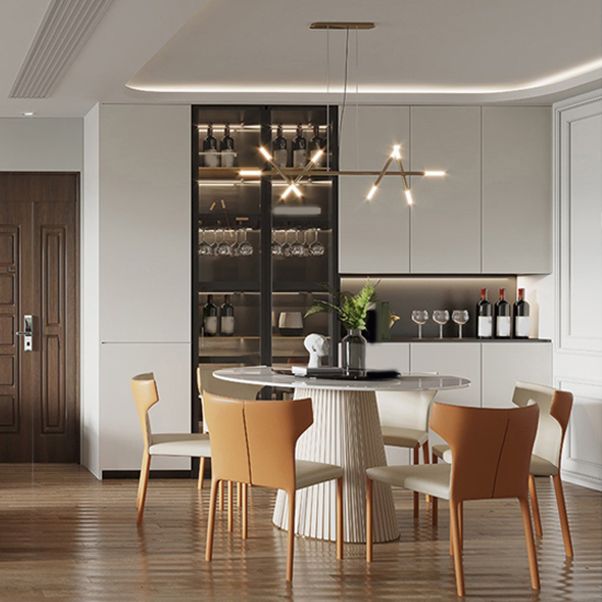 Glam Dining Set Stone 1/4/6/7 Pieces Dining Furniture for Indoor