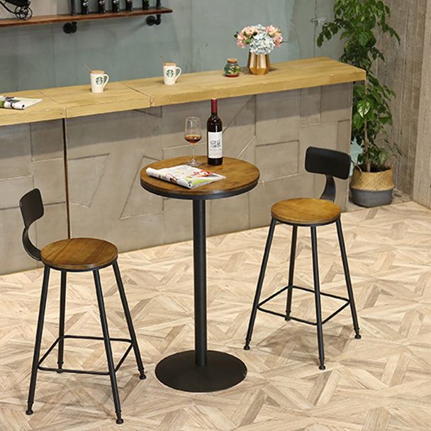 Wood Top Cocktail Bar Table Industrial Style Metal Base Bar Height Table for Coffee Shop Clearhalo 'Bar Furniture' 'Bar Tables' 'bar_tables' 'furn' 'furn_bar_tables' 'Furniture' 'furniture_bar_tables' 'Kitchen & Dining Furniture' 'kitchen&dining_furn' 'kitchen' 1200x1200_d437b25b-5048-4a16-a51d-26ec09169789