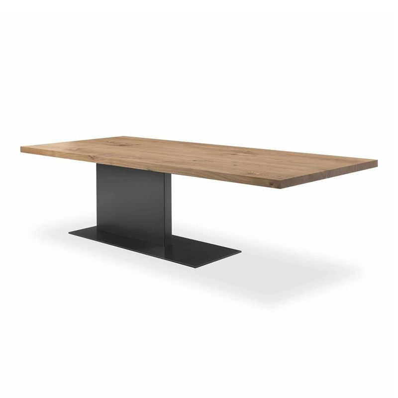 Solid Wood Rectangle Dining Table Modern Kitchen Wood Table with Metal Pedestal Clearhalo ' dining_table' 'Dining Tables & Seating' 'Dining Tables' 'Furniture' 'furniture_dining_table' 'Kitchen & Dining Furniture' 'kitchen&dining_furn' 'kitchen' 'kitchen_dining_table' 1200x1200_d4392c04-2a71-4942-afcb-cc1cf9f30b8d