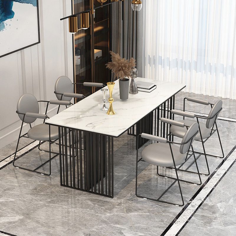 Rectangle Dining Table Traditional Luxury Dining Table with Iron Base Clearhalo 'Dining Tables & Seating' 'Dining Tables' 'dining_table' 'furn' 'furn_dining_table' 'Furniture' 'furniture_dining_table' 'Kitchen & Dining Furniture' 'kitchen' 'kitchen_dining_table' 1200x1200_d4396309-9615-4a9e-84fa-abdaea5c068a