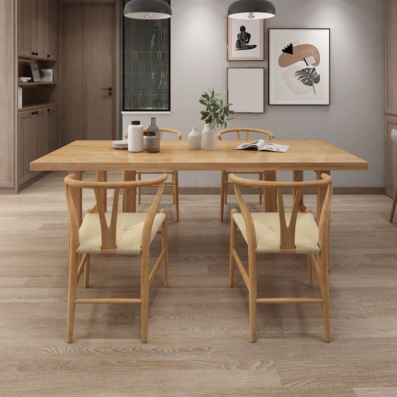Simple Kitchen Rectangle Dining Table Solid Wood Khaki Dining Table with Double Pedestal Bases Clearhalo ' dining_table' 'Dining Tables & Seating' 'Dining Tables' 'furn' 'furn_dining_table' 'Furniture' 'furniture_dining_table' 'Kitchen & Dining Furniture' 'kitchen&dining_furn' 'kitchen' 'kitchen_dining_table' 1200x1200_d439de4b-b844-43ec-9901-648f803d017a