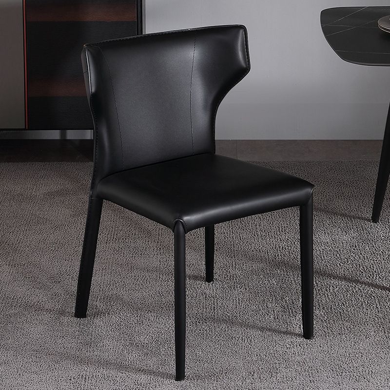 Contemporary Kitchen Solid Back Dining Side Chair Metal Dining Side Chair Clearhalo ' kitchen&dining_furn' 'Dining Chairs' 'Dining Tables & Seating' 'dining_chair' 'furn' 'furn_dining_chair' 'Furniture' 'furniture_dining_chair' 'Kitchen & Dining Furniture' 'kitchen' 1200x1200_d439f4f8-d201-4a1b-8e75-d0072fc28f5b