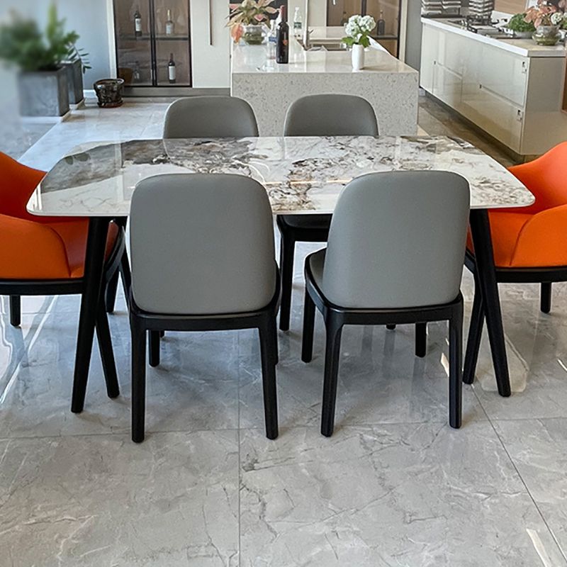 Stone Top Dining Table Modern Rectangle Table with 4 Wood Legs in Black Clearhalo 'Dining Tables & Seating' 'Dining Tables' 'dining_table' 'furn' 'furn_dining_table' 'Furniture' 'furniture_dining_table' 'Kitchen & Dining Furniture' 'kitchen' 'kitchen_dining_table' 1200x1200_d43a6def-bf32-44d4-b2ad-23a35e078cff
