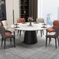 Modern Round Dining Table White and Black Metal Base Convertible Dining Table