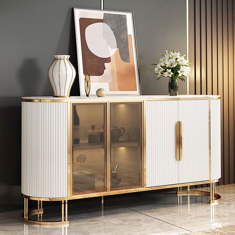 Scheda laterale Glam Credenza Stone Glass con armadi e cassetti
