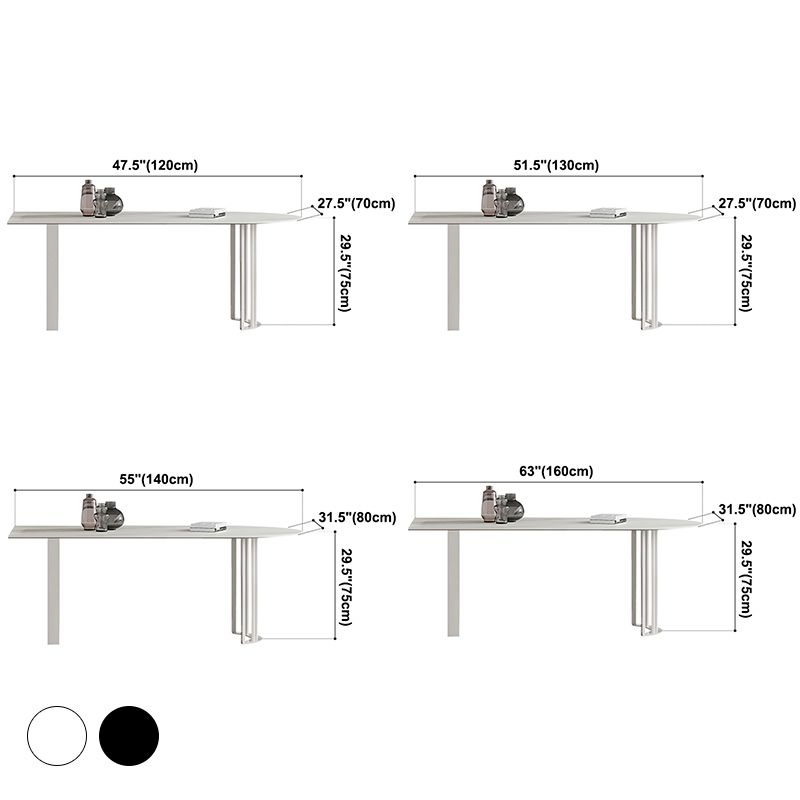 Irregular Sintered Stone Dining Table Modern Island Table with White/Black Double Pedestal Clearhalo ' dining_table' 'Dining Tables & Seating' 'Dining Tables' 'furn' 'furn_dining_table' 'Furniture' 'furniture_dining_table' 'Kitchen & Dining Furniture' 'kitchen&dining_furn' 'kitchen' 'kitchen_dining_table' 1200x1200_d4404fdf-ec20-4f17-87a6-05e4eab3db3e