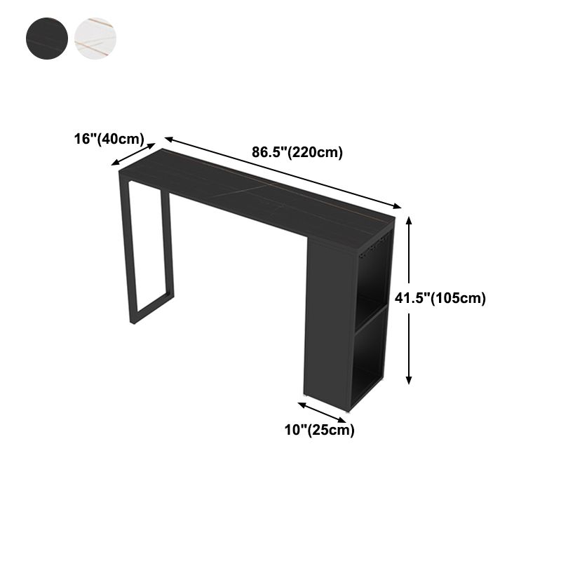 Industrial Iron Bar Table Faux Marble Rectangle Top 41.3"H Bistro Table with Storage Clearhalo 'Bar Furniture' 'Bar Tables' 'bar_tables' 'furn' 'furn_bar_tables' 'Furniture' 'furniture_bar_tables' 'Kitchen & Dining Furniture' 1200x1200_d4407288-3fb4-4db3-8ce4-c10e3a4df689