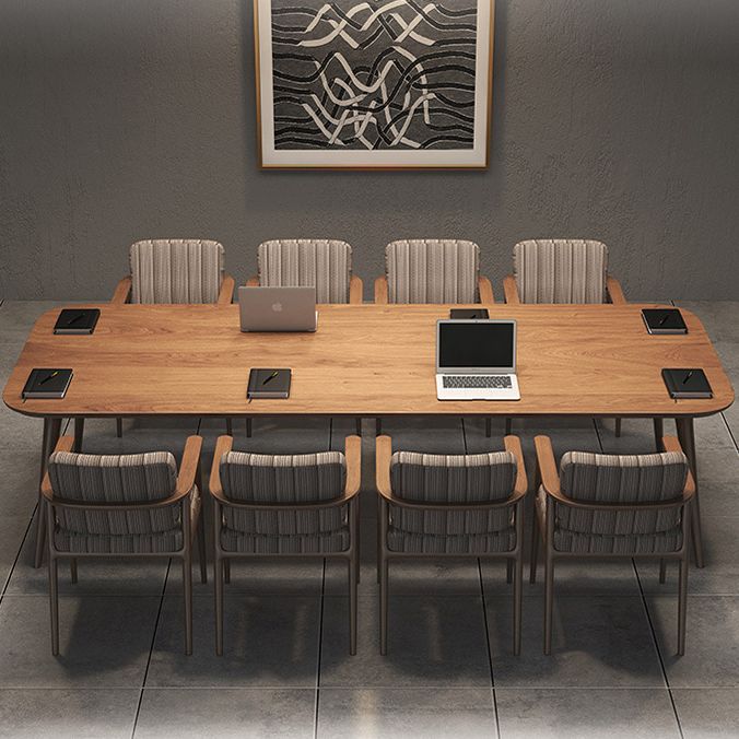 モダンおよびコンテンポラリーオフィスデスク曲線天然固体木材ライティングデスク