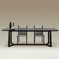 Rectangle Black Industrial Dining Table Pine Solid Wood Table with Trestle Base Clearhalo ' dining_table' 'Dining Tables & Seating' 'Dining Tables' 'Furniture' 'furniture_dining_table' 'Kitchen & Dining Furniture' 'kitchen&dining_furn' 'kitchen' 'kitchen_dining_table' 1200x1200_d4438f97-c61c-4379-9c01-51878ecb5775