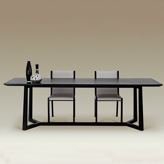 Rectangle Black Industrial Dining Table Pine Solid Wood Table with Trestle Base Clearhalo ' dining_table' 'Dining Tables & Seating' 'Dining Tables' 'Furniture' 'furniture_dining_table' 'Kitchen & Dining Furniture' 'kitchen&dining_furn' 'kitchen' 'kitchen_dining_table' 1200x1200_d4438f97-c61c-4379-9c01-51878ecb5775
