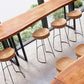 Solid Wood Bar Stools Modern Backless Dining Stools with Metal Base