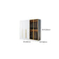 Modern Wood and Glass Wardrobe Freestanding Wardrobe with Soft Close Drawers and Doors