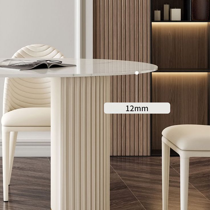 Oval Double Pedestal Modern Dining Table White Fixed Table with Sintered Stone Clearhalo ' dining_table' 'Dining Tables & Seating' 'Dining Tables' 'Furniture' 'furniture_dining_table' 'Kitchen & Dining Furniture' 'kitchen&dining_furn' 'kitchen' 'kitchen_dining_table' 1200x1200_d4450cec-cf80-4e03-9682-1e81bbee4e20