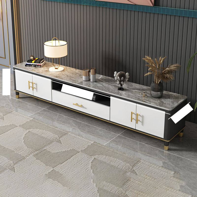 Stone Media Console TV Stand Open Storage TV Stand with Drawer Clearhalo 'furn' 'furn_tv_stands_entertainment_centers' 'Furniture' 'Living Room Furniture' 'TV Stands & Entertainment Centers' 'TV Stands & Media Storage Furniture' 'tv_stands_entertainment_centers' 1200x1200_d446dc04-3752-48d5-ac6b-6a347a64643c
