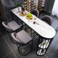 Table de bar en pierre frittée blanche, base en métal, table de salle à manger avec étagères de rangement