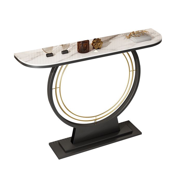 Stone Half Moon Accent Tabla 11.81 "W Mesa de consola de 1 estante para Hall