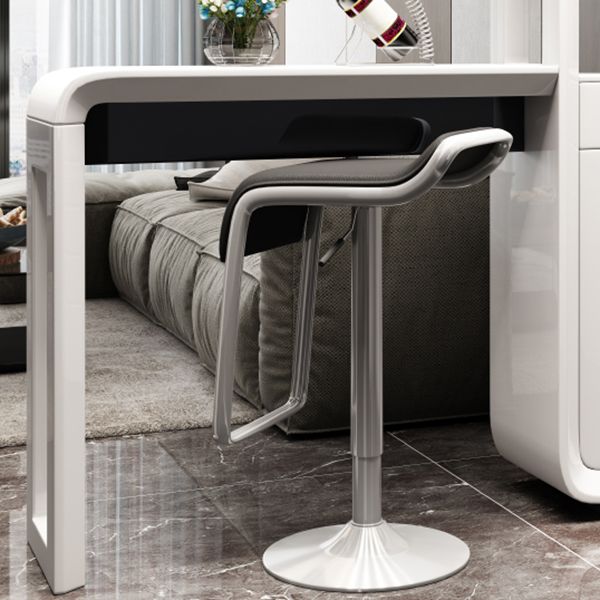 Glam White Laminate Bar Table 39.3"H Bistro Table with Wine Glass Holders, Only Table Clearhalo 'Bar Furniture' 'Bar Tables' 'bar_tables' 'furn' 'furn_bar_tables' 'Furniture' 'furniture_bar_tables' 'Kitchen & Dining Furniture' 'kitchen&dining_furn' 'kitchen' 1200x1200_d449a882-c0a4-4a08-b112-bafee2f66294