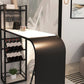 Contemporary Bar Table Stone Rectangle Bar Dining Table with Storage Shelf