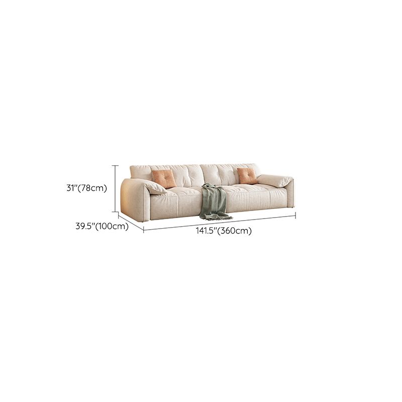 Off-White Fabric Sofa Pillow Top Arm Reclining Loveseat for Bonus Room Clearhalo 'furn' 'furn_sofas' 'Furniture' 'Living Room Furniture' 'Sofa' 'sofas' 1200x1200_d449d887-ab94-42a2-b986-73c8afa33713