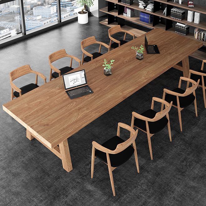 Solid Wood Office Table Contemporary Wood Color Meeting Table Clearhalo 'furn' 'furn_office_desk' 'Furniture' 'Office Desks' 'Office Furniture' 'office_desk' 1200x1200_d44d805c-d296-4635-9c72-f42a26e9f609
