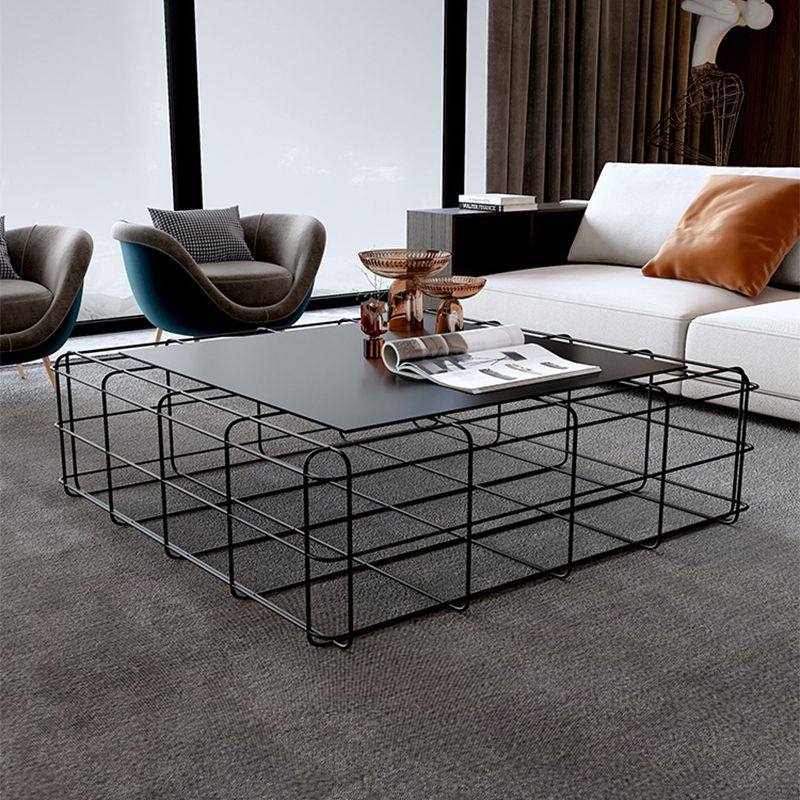 Mid-Century Modern Coffee Table Black Iron Frame Coffee Cocktail Table Clearhalo 'Coffee & Accent Tables' 'Coffee Tables' 'coffee_tables' 'furn' 'furn_coffee_tables' 'Furniture' 'Living Room Furniture' 1200x1200_d450b03d-27c7-4449-b2b6-1c0598e3c128