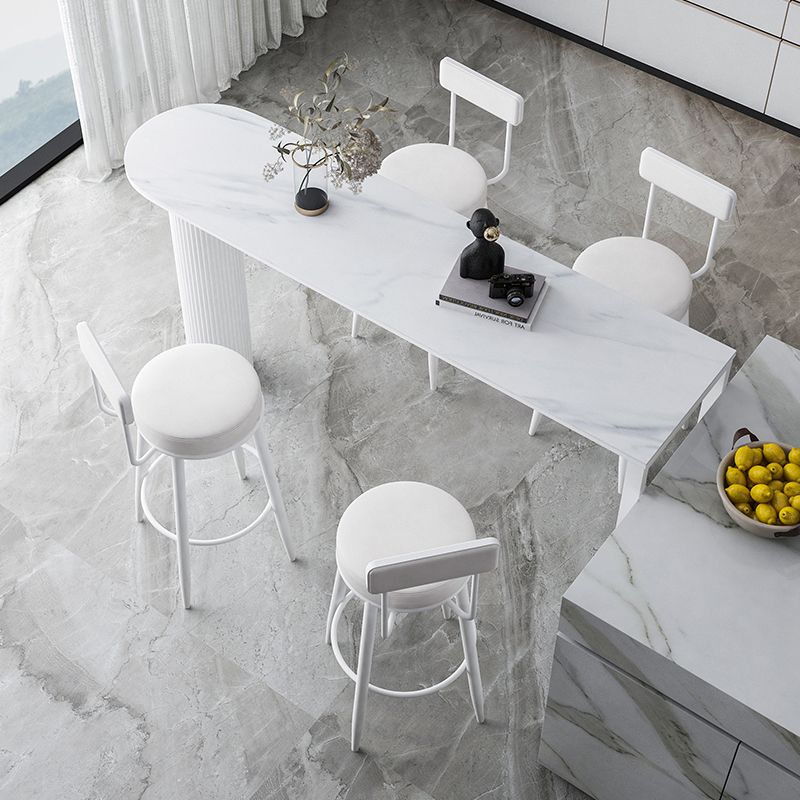 Moderne rugleuning armloze aanrechtkruk IJzeren Keuken Bar Kruk met lederen kussen