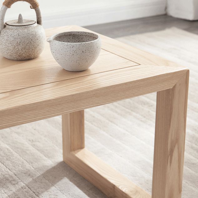 Scandinavian Solid Wood Coffee Table with Sled Base Cocktail Table