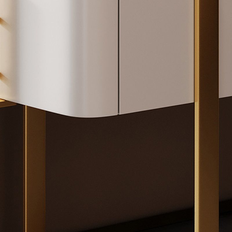 Frame Glam Style Side Table 23.62" Tall Stone Top Side Table with Storage Clearhalo 'Coffee & Accent Tables' 'End & Side Tables' 'end_side_tables' 'furn' 'furn_end_side_tables' 'Furniture' 'Living Room Furniture' 1200x1200_d4543c39-221c-4935-887e-46229d46bc1b