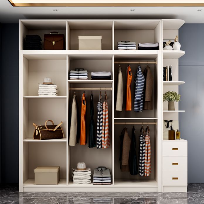 Contemporary Wooden Wardrobe White Wardrobe Closet with Sliding Door Clearhalo 'Armoires & Wardrobes' 'armoires_wardrobes' 'Bedroom Furniture' 'furn' 'furn_armoires_wardrobes' 'Furniture' 1200x1200_d456da64-fb22-4e0c-965e-7f16afc6a251