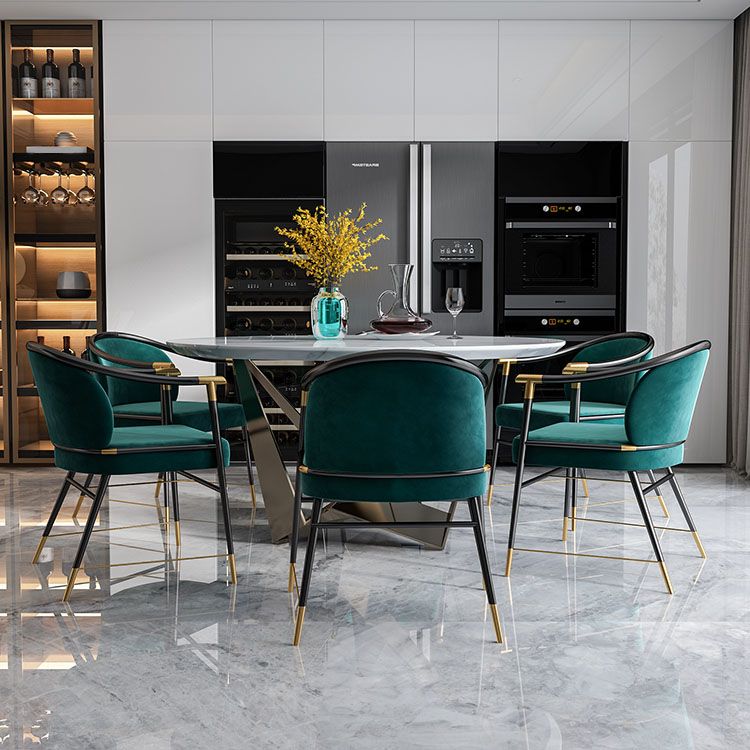 Sedia da pranzo in velluto in stile nordico sedie da pranzo in metallo per uso del ristorante