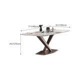 Luxury Sintered Stone Dining Table Rectangle Table with Gold Metal Pedestal Base Clearhalo ' dining_table' 'Dining Tables & Seating' 'Dining Tables' 'furn' 'furn_dining_table' 'Furniture' 'furniture_dining_table' 'Kitchen & Dining Furniture' 'kitchen&dining_furn' 'kitchen' 'kitchen_dining_table' 1200x1200_d4586b65-39ac-4662-be95-6b352c7e7e5f
