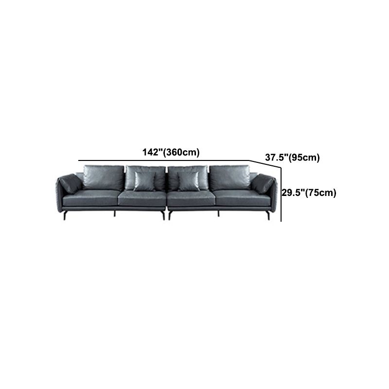 Contemporary Dark Grey Sofa with Bolster Pillows for Living Room Clearhalo 'furn' 'furn_sectionals' 'Furniture' 'Living Room Furniture' 'Sectionals' 1200x1200_d458a191-f359-4da4-904f-d84a9999fbe5