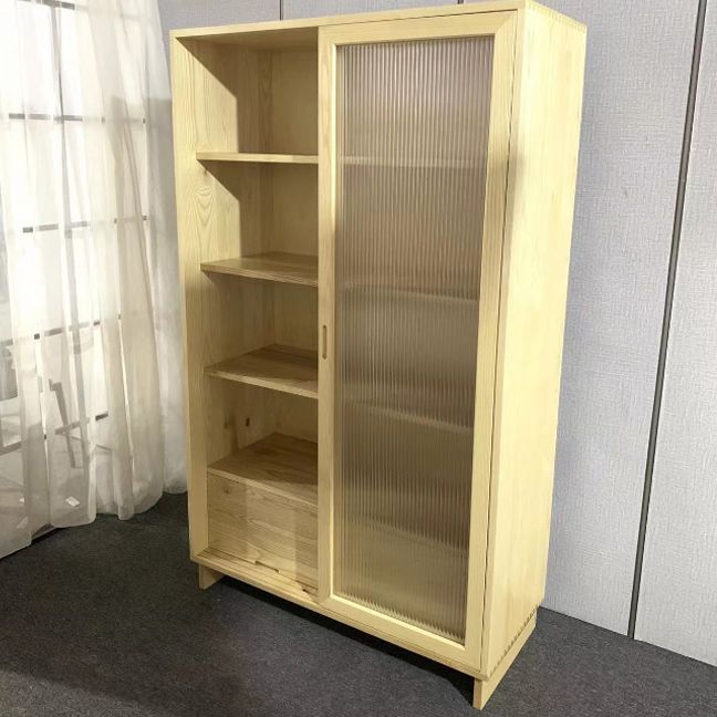 72" Tall Natural Glass Paned Accent Cabinet 2 Drawers Solid Wood Chest Clearhalo 'Cabinets & Chests' 'cabinets_chests' 'furn' 'furn_cabinets_chests' 'Furniture' 'Living Room Furniture' 1200x1200_d458e2db-2433-4b08-8280-cec73619309d